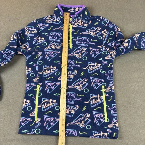 Chubbies Jacket Mens Medium Blue Dinosaur Fleece Pullover 1/4 Zip Sweatshirt image 5