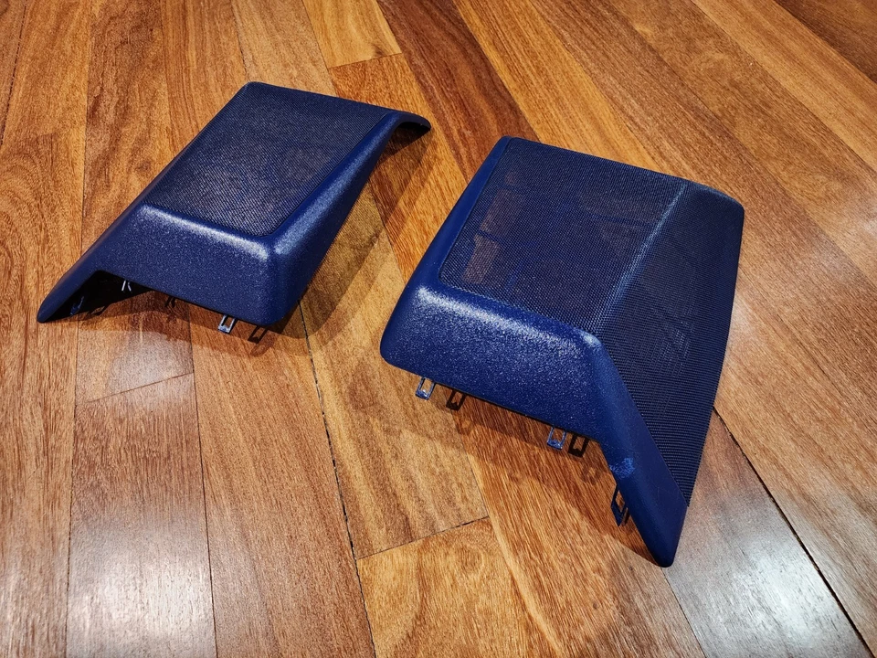 Par de cubiertas de altavoz de estante trasero azul L+R OEM 1986-1991 Mercedes-Benz C126 560SEC Foto 2 de 4