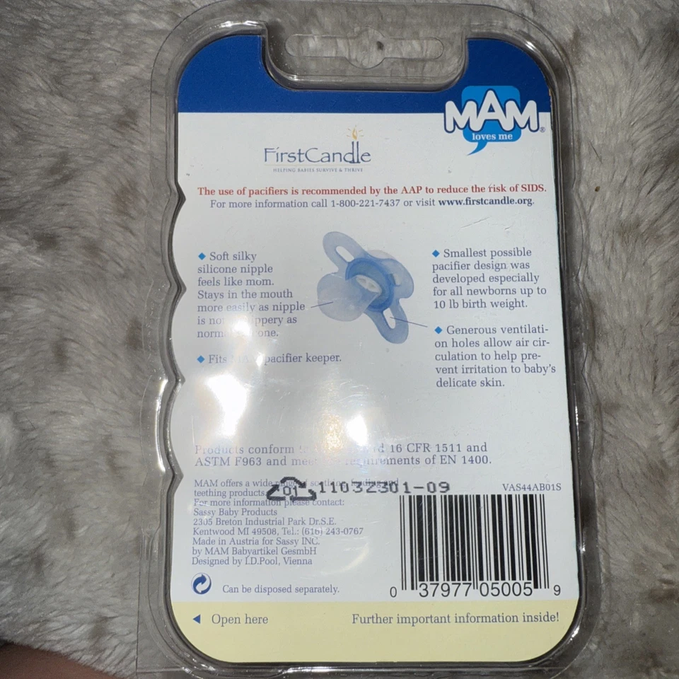 New VTG MAM By Sassy Sweet Newborn 2 Month Silk Silicone 2 Orthodontics Pacifier - Image 2 of 2