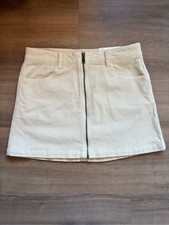 NWT American Eagle Cream Corduroy Front-Zip Mini Skirt