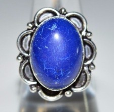 VTG .925 Sterling Silver Blue Lapis Lazuli Cabochon Ring Size 7