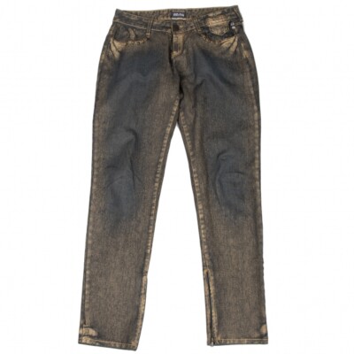 Jean's Paul GAULTIER Gold Painted Studs Hem Zip Jeans Size Jean's Paul GAULTIER Gold Painted Studs Hem Zip Jeans Size