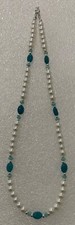17" Aquamarine and Glass Necklace and Earring Set
