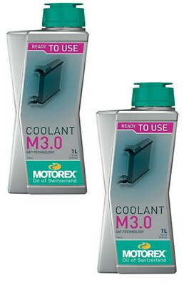 Two 1 Liter bottles Motorex Coolant M3.0 Pre Mix Rready To Use