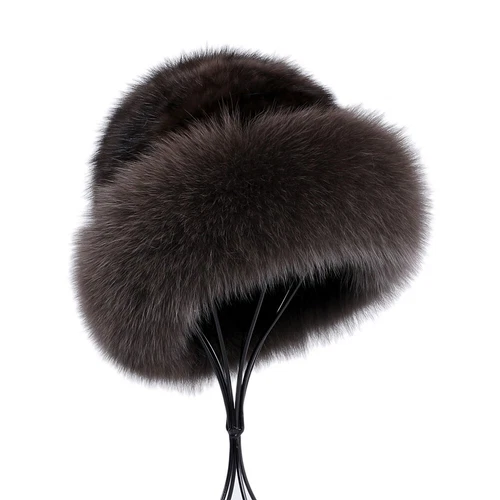 New Women's Winter Genuine Sable Mink Fur Beanie Hat Bucket Cap Fox Fur Hats - Picture 2 of 15