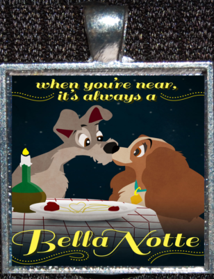 Lady and the Tramp Dogs Movie Poster Disney Jewelry Silver Necklace Pendant