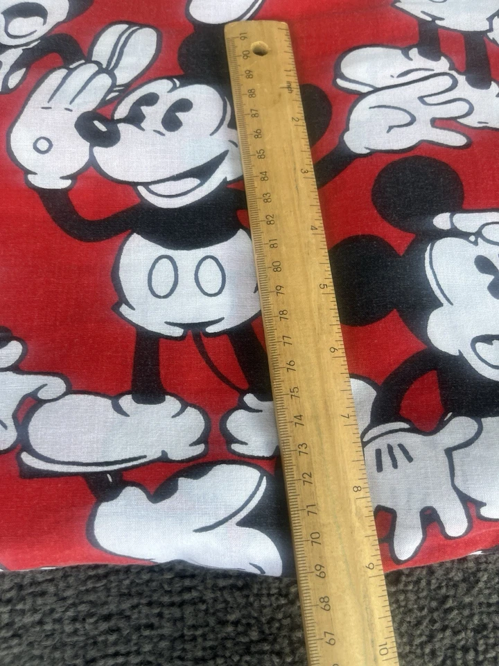 Vintage Mickey Mouse Disney Twin Flat Sheet Twin Fitted Set Black Red White USA - Image 2 of 4