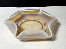 Vintage Pink Depression Glass Dish With Opalescent Round Edging Beautiful decor
