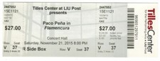 Paco Peña in Flamencura famous Flamenco guitar player unused ticket FREE US SHIP