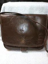 Strawbridge Clothier Brown Leather Shoulder Handbag 1970’s  Made In Italy
