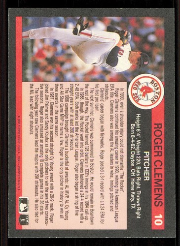 1991 Fleer All-Stars #10 Roger Clemens - Picture 2 of 2