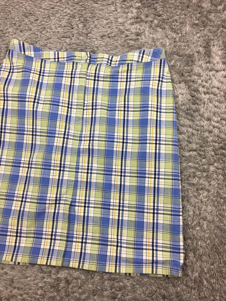 Falda corta recta a cuadros Eddie Bauer para mujer talla 14 azul verde algodón Foto 2 de 4