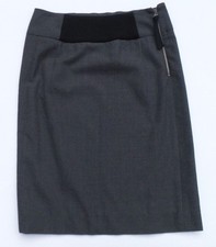 MARNI Charcoal Gray Wool Black Front Waist Side Zip Straight Pencil Skirt 40 GC