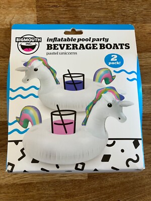 2 x Schlauchboot Pool Party Getränke Boot Getränk Schwimmer Pastell Einhorn Bigmouth NEU