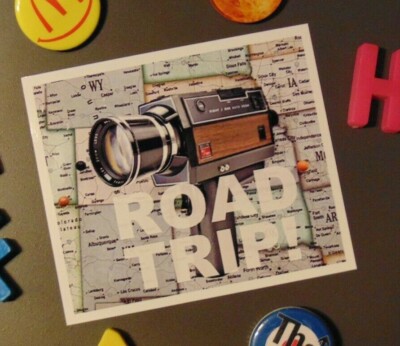 Vintage Super 8 Camera Fridge Magnet Summer Vacation Travel Map Gift Road Trip