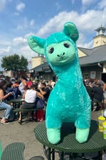 NEW jumbo smiling stuffed turquoise llama perfect for kids, you can sit and ride