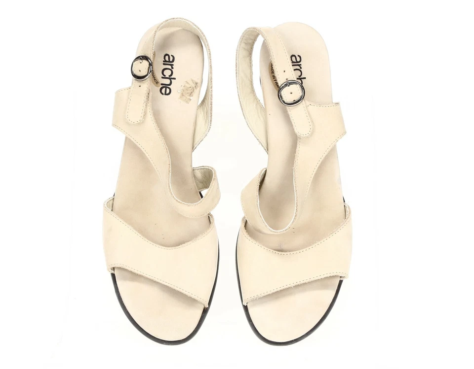 Sandalias ARCHE Mujer Beige Gamuza Informales Hebilla Plataformas Cuñas Tacones Talla 41 Foto 3 de 4