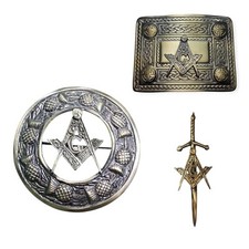 Men's Scottish Masonic Antique Kilt Pin, Brooch, Buckle