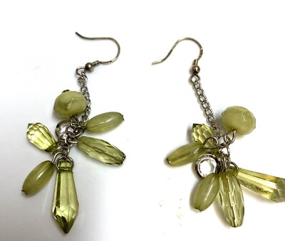 S167 Vintage earrings, 925 sterling silver, bezel, lucite