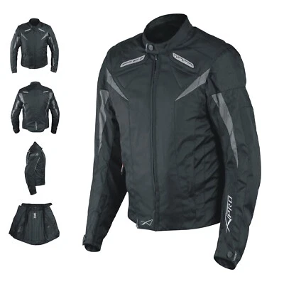 Giacca Lady Donna Tessuto Cordura Moto Protezione Manica Staccabile Nero