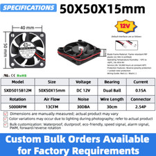 12V DC Cooling Fan 4/5/6/7/8/9/12cm Dual Ball Bearing, 80mm 120mm Industrial Fan