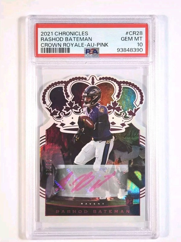 2021 CHRONICLES RASHOD BATEMAN ROOKIE AUTO PINK /25 CROWN ROYALE PSA 10 NICE!