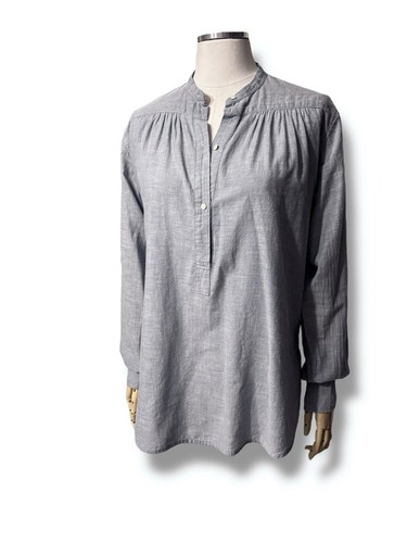 NILI LOTAN Neville Cotton Long Sleeve Blouse Chambray Blue Women’s Small