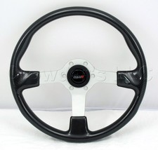 Tekniq Steering Wheel Mod 308 Black Carbon Fiber Look 350mm Silver Spokes Italy