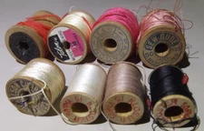 Vintage Lot of 7 Wood Spools of Thread Talon, Kloster, Clover, Carlson Currier++