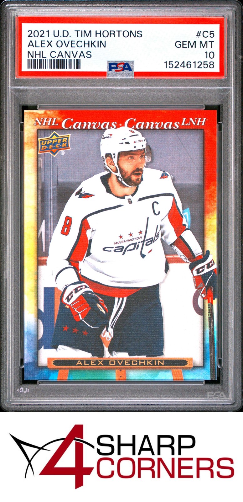 2021 UPPER DECK TIM HORTONS NHL CANVAS #C5 ALEX OVECHKIN POP 1 PSA 10 view 1