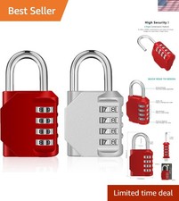 2 Pack Combination Lock for Locker 4 Digit Outdoor Waterproof Padlock