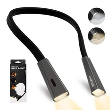 Rechargeable LED Neck Reading Light - 4 Brightness Levels, Bendable Arms