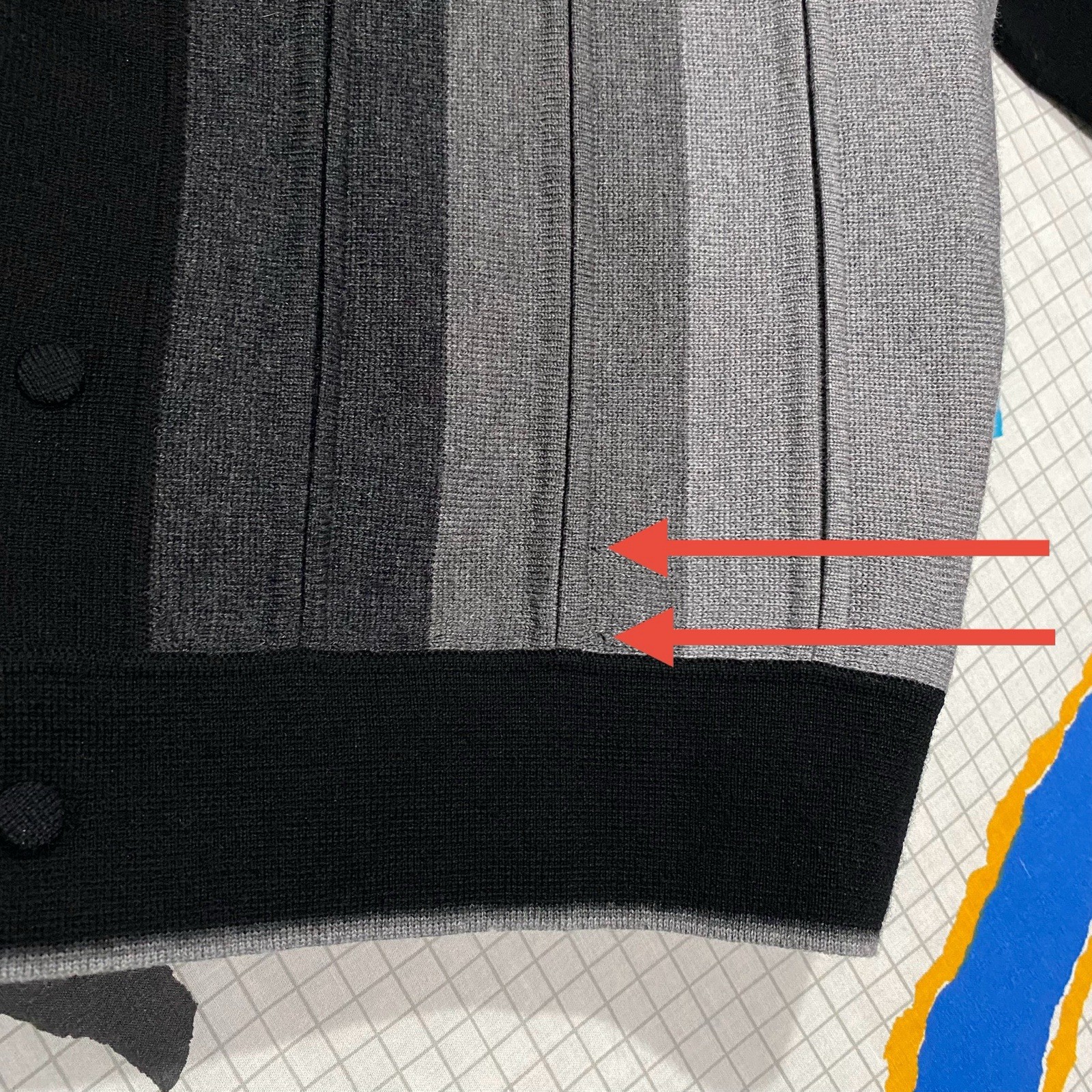 Vintage 50s Damon Wool Cardigan Striped Sweater 60s Loop Collar Rockabilly Italy