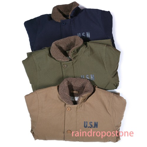 Herren Retro USN Navy N-1 Deck Jacke Winter Militär Fleece Fliegerjacken Mäntel - Bild 5 von 41