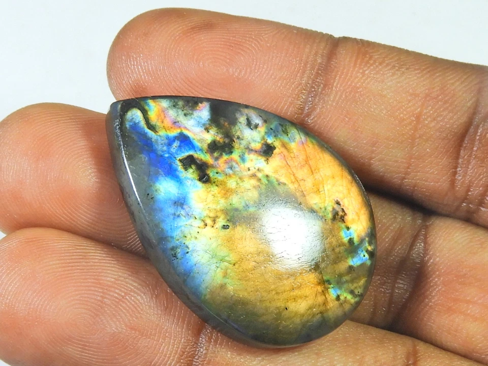 25X38MM Natural Labradorita Rosa Púrpura Llamante Pera Cabujón Piedra precios... - Imagen 2 de 4