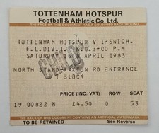 Tottenham Spurs V Ipswich F L Div 1 Child Ticket Stub 16 April 1983