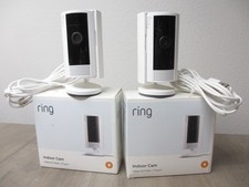 LOT/2 Ring Indoor Cam White Plug-In Security Cameras 1080p HD Reset Boxes EXC X2