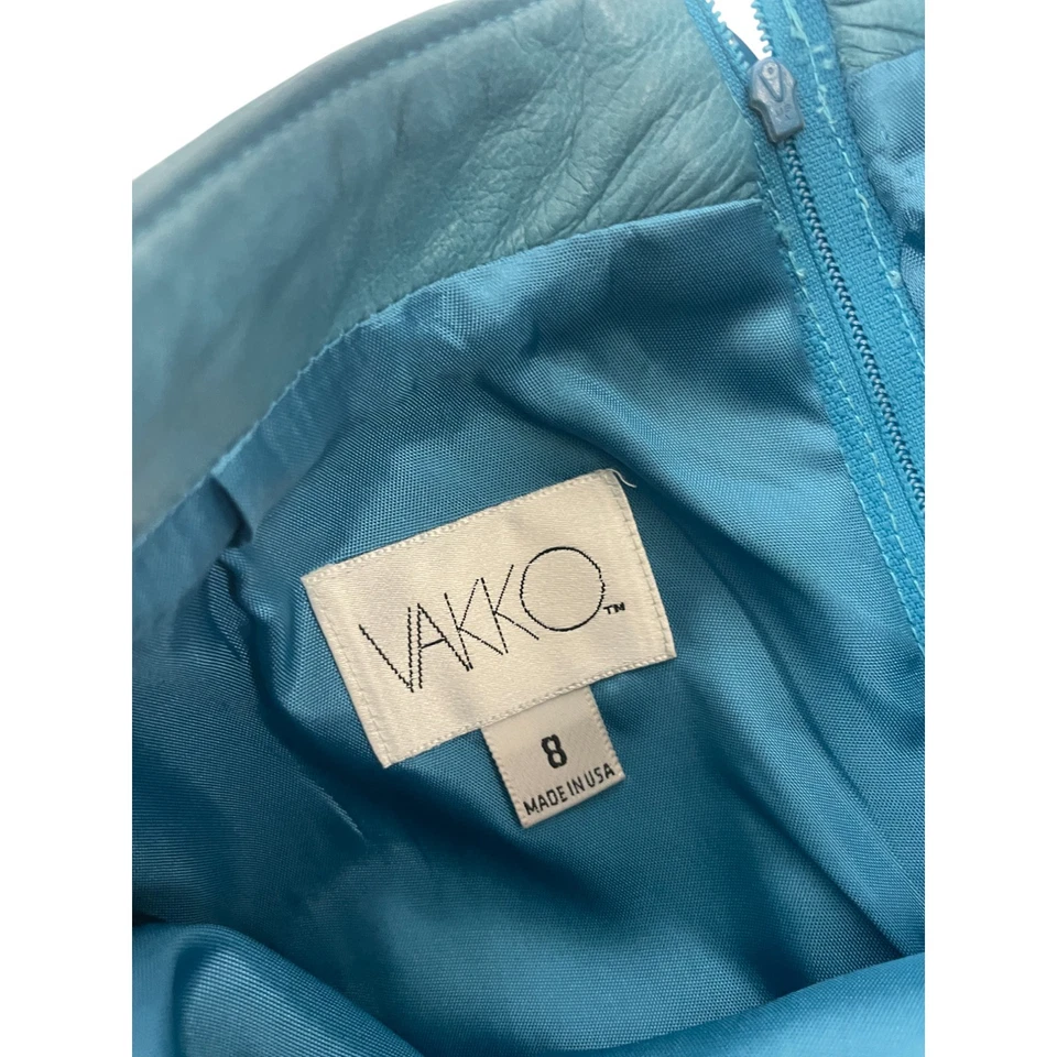 Falda de cuero para mujer Vakko talla 8 azul turquesa lápiz recta vintage Foto 3 de 4