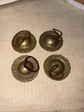 Vintage Carved Solid Brass 4 Finger Cymbals New 4 “Zills” Egyptian Belly Dancing