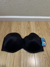 NWT Vanity Fair Black Bra Size 42H Strapless Beauty Back Bra