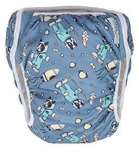 GroVia Swim Diaper Size 2 Fits 16 to 33 Lbs Pounds Astro Blue Space Dog Terrier
