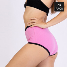 5 Womens Full Briefs Pink High Waist Cotton Comfort Soft Underwear S M L XL XXL