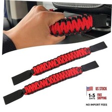 Headrest Grab Handles, Universal Car Rear Seat Back Roll Bar 2 PCS Black Red