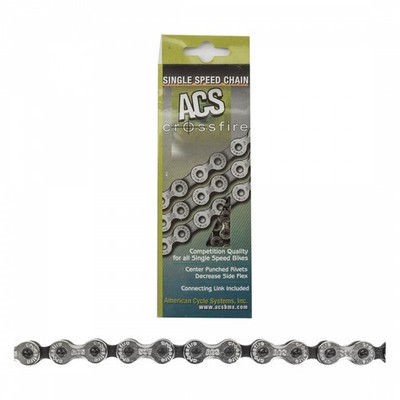 ACS Crossfire 106-Link Silver Steel Single Speed Bike Chain with Reusable