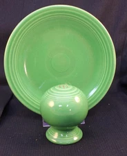 Homer Laughlin Fiesta Medium Green Older Set of Salt Shaker with Bread Plate