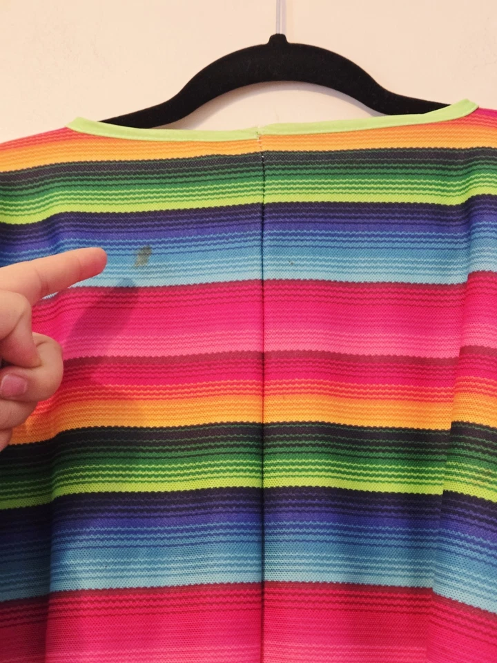 Adult Mexican Poncho Serape Bright Rainbow Colors  By Rubie’s Costume - Image 4 of 4