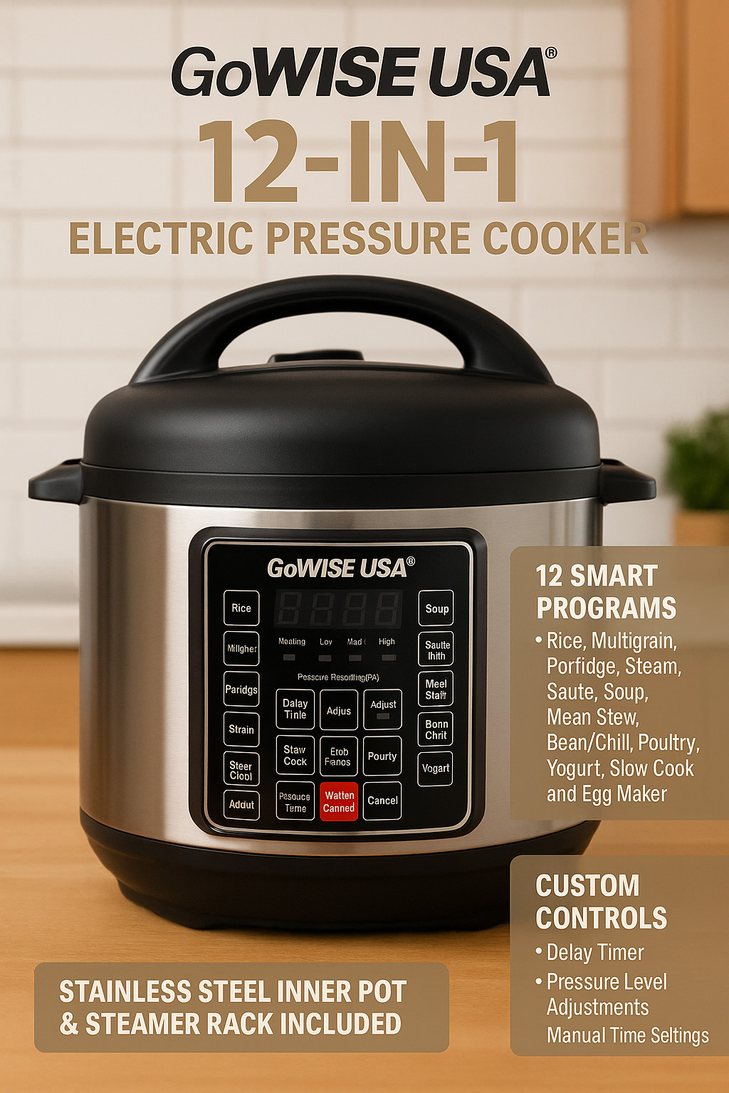 gowise pressure cooker 22623 8 quart