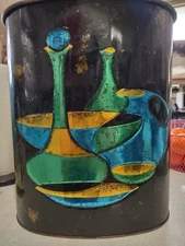 Vintage Wastebasket Trash Can Black Empoli Bottle Pitcher  MCM JL Clark