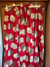Sanderson Maple Lined Curtains Pair 74x80 Autumn Leaf Red Weighted Designer