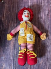 Vintage Ronald McDonald Plush Doll Vinyl Rubber Face Advertising Toy 1970s